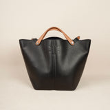 black Leather Tote Handbag Cowhide Tote Bag black Leather tote Bag With Shoulder Strap Womens