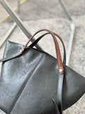 Black Bucket Tote Purse With Shoulder Strap And Handles Leather Bucket Tote Bag 