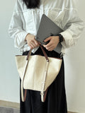 white Leather Tote Handbag Cowhide Tote Bag white Leather tote Bag With Shoulder Strap Womens