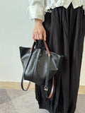 Black Bucket Tote Purse With Shoulder Strap And Handles Leather Bucket Tote Bag 