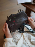 Mini Leather Cat Crossbody Bag Cute Animal Design Vintage Leather Wallet Phone Purse - Annie Jewel