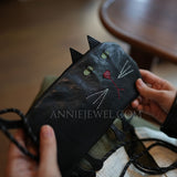 Mini Leather Cat Crossbody Bag Cute Animal Design Vintage Leather Wallet Phone Purse - Annie Jewel