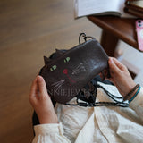 Mini Leather Cat Crossbody Bag Cute Animal Design Vintage Leather Wallet Phone Purse - Annie Jewel