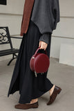 Genuine Leather Circle Bag Circle Leather Purse Round Leather Crossbody Bag