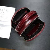 inner of Black Round Purse Leather Round Bag Circle Leather Purse Womens