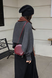 Leather Round Bag Round Leather Handbag Round Leather Purse Womens
