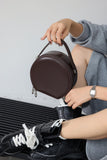 brown Leather Round Bag Crossbody Purse Canteen Crossbody Bag