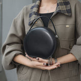 black Leather Bag Round Leather Circle Bag Round Leather Crossbody Bag Womens