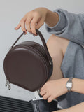 brown Round Purse Leather Round Bag Circle Leather Purse Womens