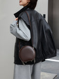 Genuine Leather Round Bag Round Leather Crossbody Bag womens