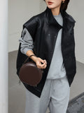 Circle Leather Handbag Round Leather Purse Leather Round Bag