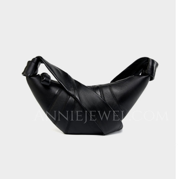 Leather Croissant Bags, Lambskin Croissant Bag, Croissant Sling Bags, Leather Crossbody Bag, Croissant Shoulder Bags, Unisex Bags - Annie Jewel