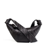 black Leather Croissant Bags, Lambskin Croissant Bag, Croissant Sling Bags, Leather Crossbody Bag, Croissant Shoulder Bags, Unisex Bags - Annie Jewel