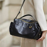 Black Genuine Leather Crossbody Purse Real Medium Leather Crossbody Bag Womens - Annie Jewel