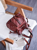 First Layer Leather Drawstring Bucket Bag genuine Leather Bucket Bag Womens