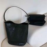 Women's Black Leather Hobo Tote Bag Black Hobo Shoulder Bag Hobo Bucket Bag 