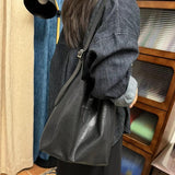 Women's Black Leather Hobo Tote Bag Black Hobo Shoulder Bag Hobo Bucket Bag 