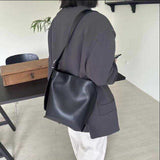 Women's Black Leather Hobo Tote Bag Black Hobo Shoulder Bag Hobo Bucket Bag 