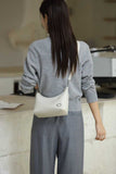 Women's White Leather Hobo Bag With Zipper Small Hobo Bag Leather 