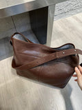 Women's Leather Hobo Shoulder Bag Brown Leather Hobo Purse Bucket Bag 