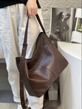 Women's Leather Hobo Shoulder Bag Brown Leather Hobo Purse Bucket Bag 