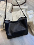 Women's Leather Hobo Shoulder Bag black Leather Hobo Purse Bucket Bag 