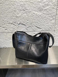 Women's Leather Hobo Shoulder Bag black Leather Hobo Purse Bucket Bag 