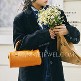 Mini Leather Handbag with Shoulder Strap Small Leather Zip Top Bag Leather Mini Boston Bag Womens