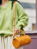 Mini Leather Handbag with Shoulder Strap Small Leather Zip Top Bag Leather Mini Boston Bag Womens