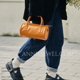 Mini Leather Handbag with Shoulder Strap Small Leather Zip Top Bag Leather Mini Boston Bag Womens