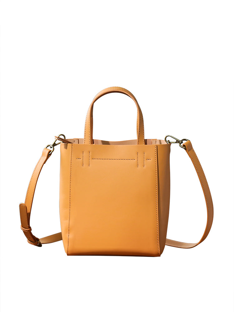 Genuine Leather Mini Tote Bag Leather Crossbody Tote Bag For