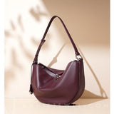 Burgundy Leather Shoulder Bag Genuine Leather Over The Shoulder Bag Womens 