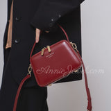 Black Structured Leather Handbag Top Handle Leather Rectangular Crossbody Bag Womens