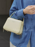 Black Structured Leather Handbag Top Handle Leather Rectangular Crossbody Bag Womens