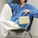 Black Structured Leather Handbag Top Handle Leather Rectangular Crossbody Bag Womens