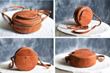 Leather Round Bag Round Leather Crossbody Bag 