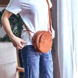 round leather purse Round Leather Crossbody Bag 