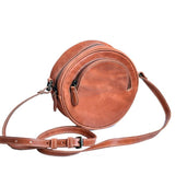 Leather Round Bag Round Leather Crossbody Bag 