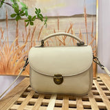 Genuine Leather Saddle Bag Purse beige Satchel Crossbody Bag Womens 