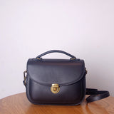 Genuine Leather Saddle Bag Purse Black Satchel Crossbody Bag Womens 