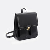 Small black Leather Backpack Womens Genuine Leather Satchel Backpack 