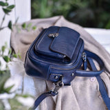 Women's navy Leather Satchel Genuine Leather Satchel Crossbody Bag 