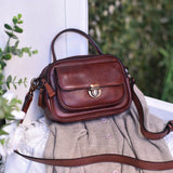 Women's Brown Leather Satchel Genuine Leather Satchel Crossbody Bag 