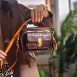 Women's Brown Leather Satchel Genuine Leather Satchel Crossbody Bag 