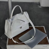 Women's white Leather Satchel Handbag white Satchel Crossbody Bag 