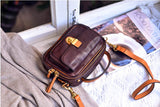 Women's Brown Leather Satchel Genuine Leather Satchel Crossbody Bag 