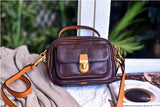 Women's Brown Leather Satchel Genuine Leather Satchel Crossbody Bag 