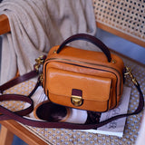 Women's tan Leather Satchel Genuine Leather Satchel Crossbody Bag 