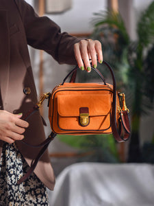 Women's Brown Leather Satchel Genuine Leather Satchel Crossbody Bag 