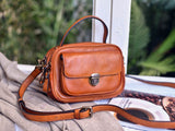 Women's Brown Leather Satchel Genuine Leather Satchel Crossbody Bag 